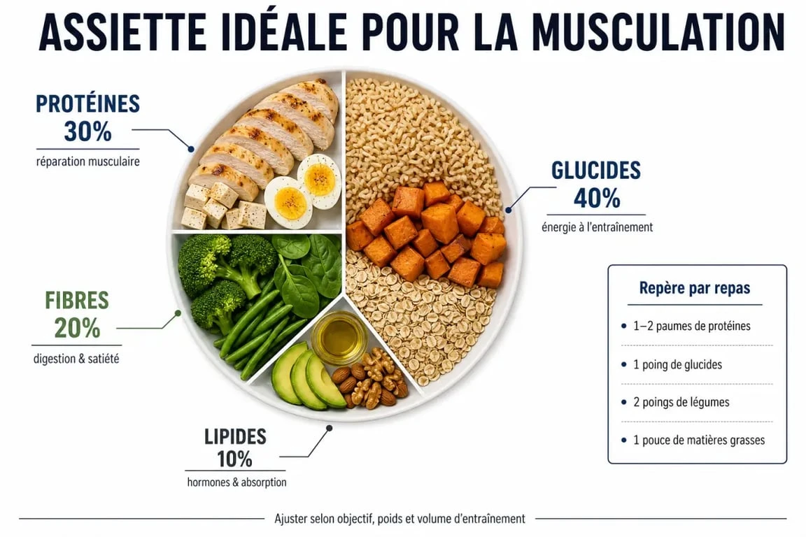 Composition d'une assiette équilibrée pour la prise de masse musculaire