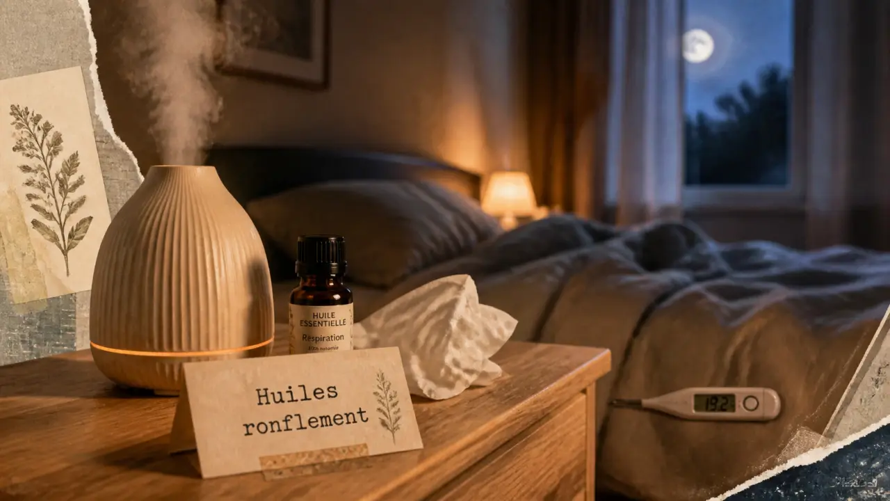 Huile essentielle ronflement : diffuseur à côté du lit contre le nez bouché et le stress