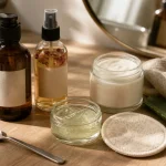 Routine soin visage naturel : nettoyant, hydrolat, aloe et crème