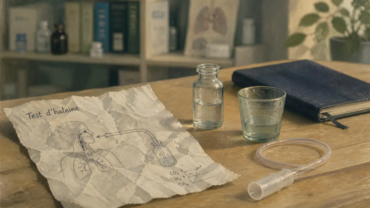 SIBO symptomes traitement : test d’haleine sur table de consultation