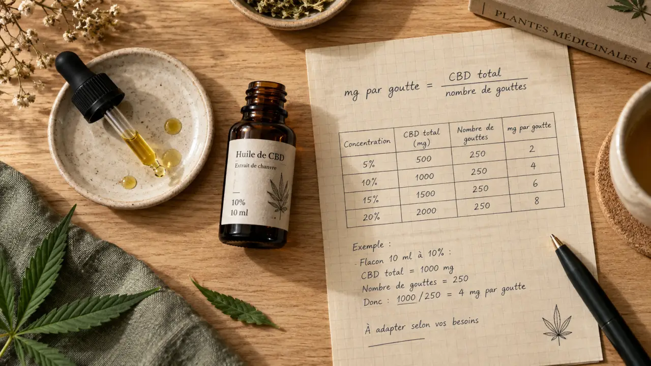 Calcul dosage cbd : mg par goutte, huile 10%