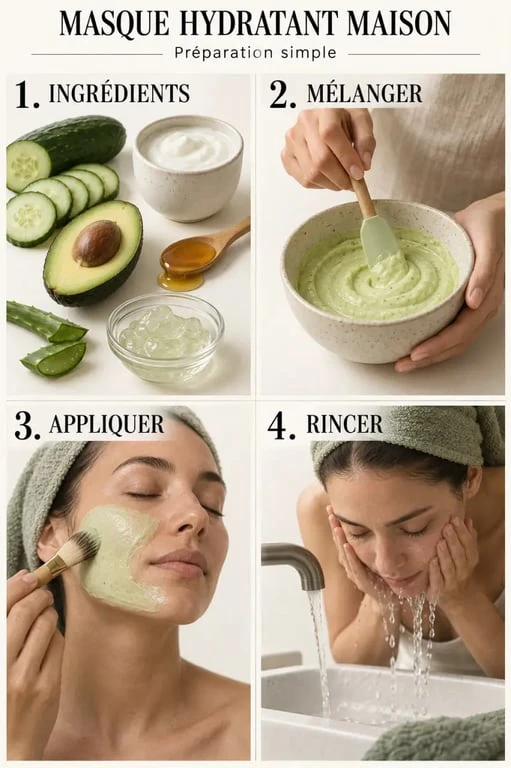 Masque visage hydratant maison : préparation, application et rinçage