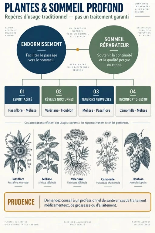 Infographie sur les plantes pour favoriser un sommeil profond et réparateur