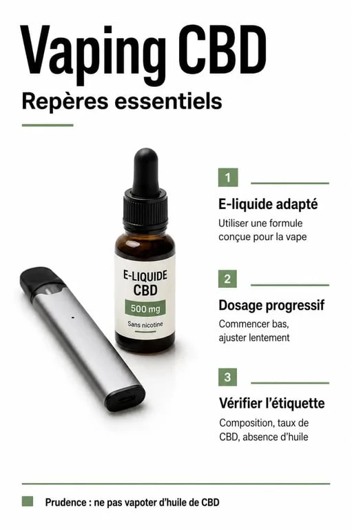 Vaping CBD : pod, e-liquide et repères essentiels pour un usage mesuré