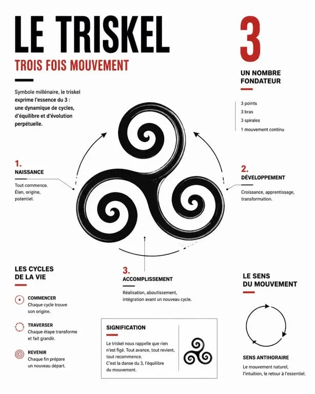 Triskel : signification spirituelle, schéma éditorial des trois branches, du chiffre 3 et des cycles