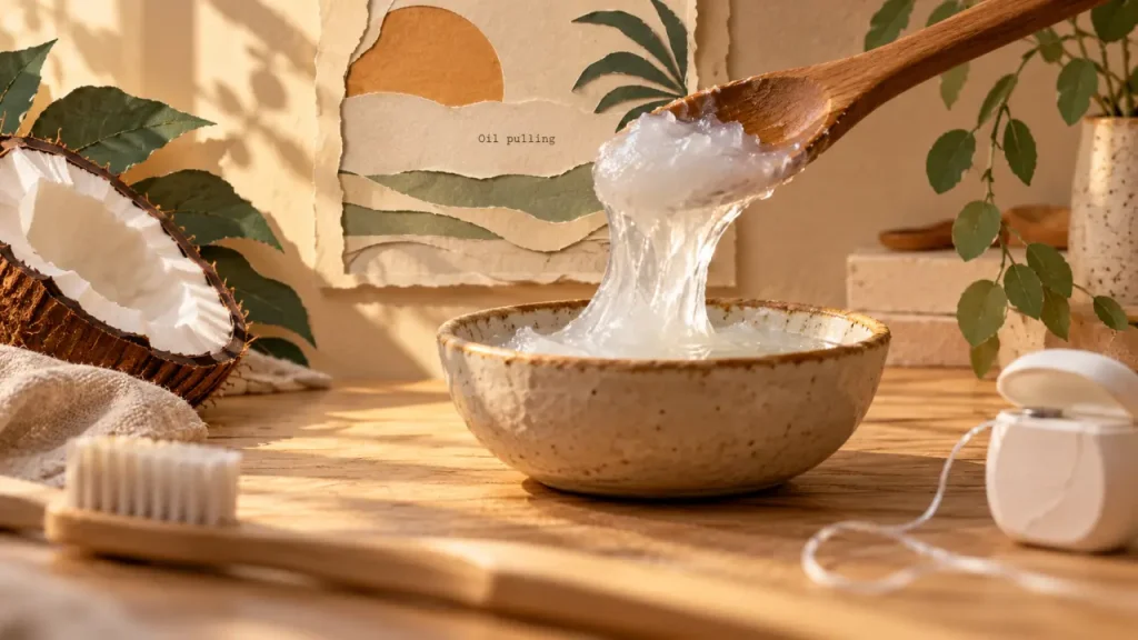 L’huile de coco ne blanchit pas les dents, elle crée seulement un effet miroir temporaire