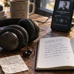 Podcast confiance en soi : casque audio et carnet pour passer à l’action
